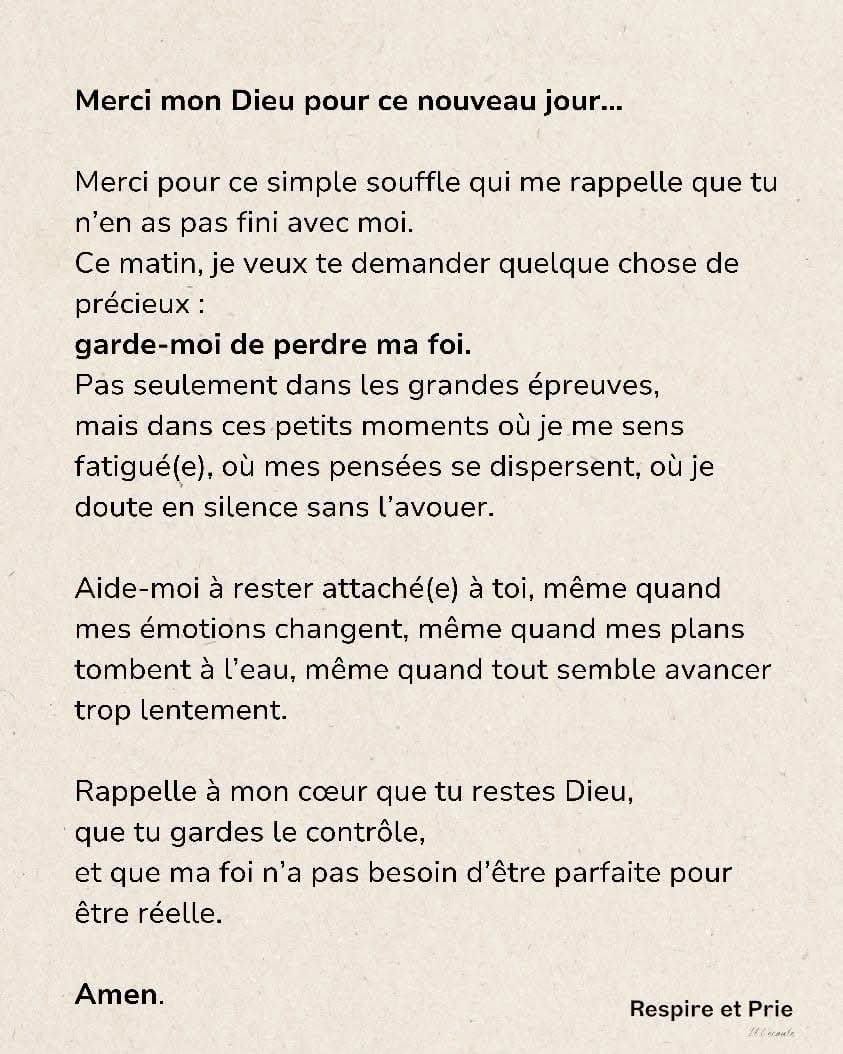 Ne pas perdre ma foi