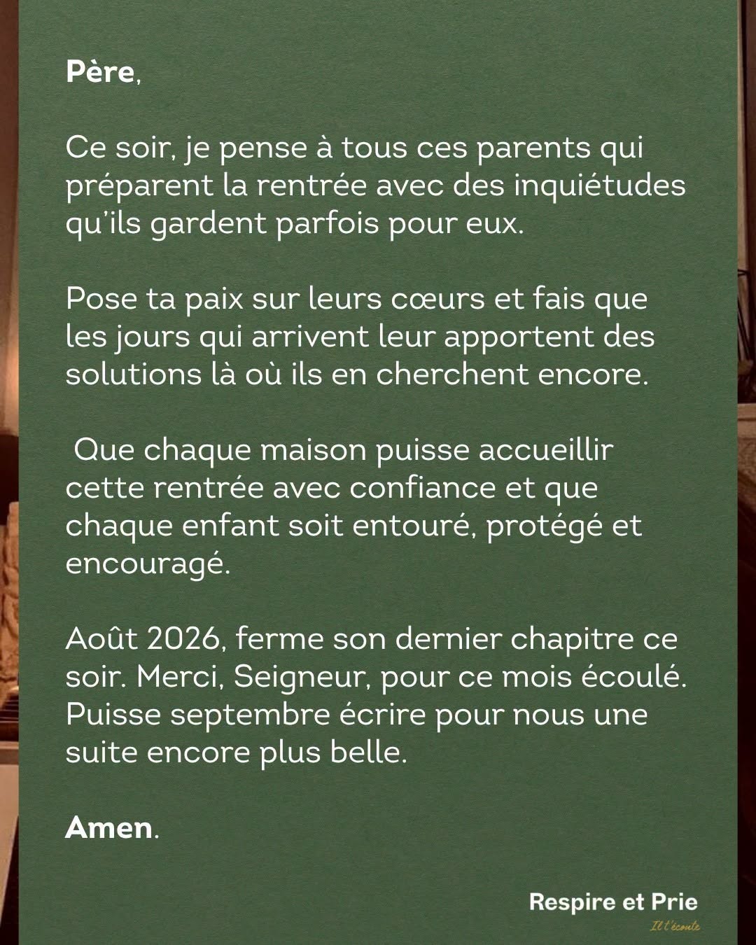 Prière du soir — 31/08/2026
